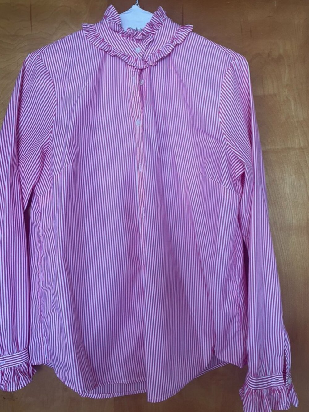 J. Crew Ruffle neck, cotton  button-down, siz